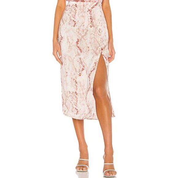 NWT Cupcakes & Cashmere | Revolve Fairfax Midi Skirt Beige Animal Print Size 8 - Picture 1 of 8